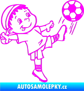 Samolepka Dítě v autě 022 pravá fotbalista Fluorescentní růžová