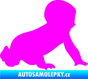 Samolepka Dítě v autě 025 pravá miminko silueta Fluorescentní růžová