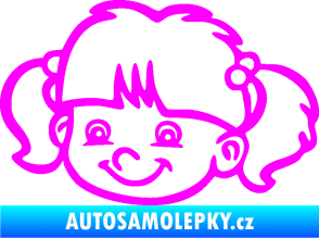 Samolepka Dítě v autě 035 levá holka hlavička Fluorescentní růžová