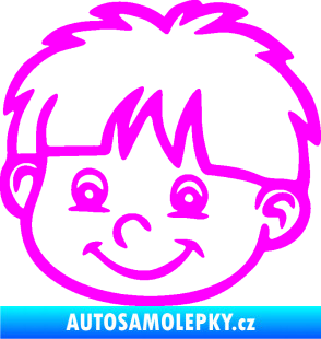 Samolepka Dítě v autě 036 levá chlapec hlavička Fluorescentní růžová