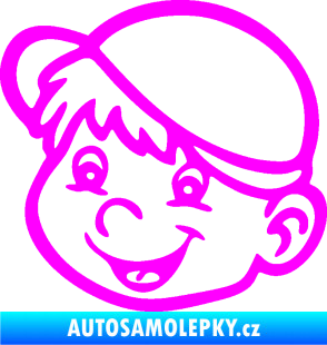 Samolepka Dítě v autě 038 levá kluk hlavička Fluorescentní růžová
