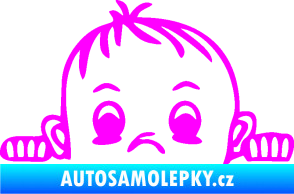 Samolepka Dítě v autě 045 levá chlapeček hlavička Fluorescentní růžová