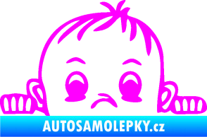 Samolepka Dítě v autě 045 pravá chlapeček hlavička Fluorescentní růžová
