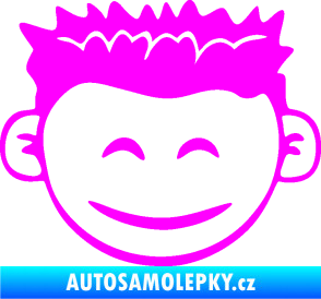 Samolepka Dítě v autě 048 levá kluk hlavička Fluorescentní růžová