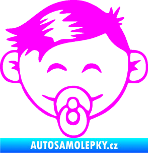 Samolepka Dítě v autě 049 levá kluk s dudlíkem Fluorescentní růžová