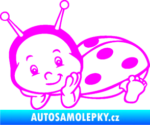 Samolepka Dítě v autě 063 levá beruška Fluorescentní růžová