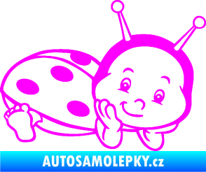 Samolepka Dítě v autě 063 pravá beruška Fluorescentní růžová
