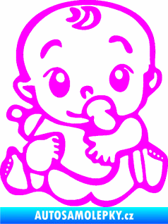 Samolepka Dítě v autě 069 levá mimčo s lahvičkou Fluorescentní růžová