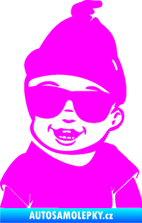 Samolepka Dítě v autě 081 levá chlapeček v brýlích Fluorescentní růžová