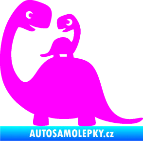 Samolepka Dítě v autě 105 levá dinosaurus Fluorescentní růžová
