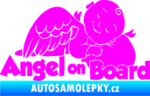 Samolepka Dítě v autě 109 levá anděl Fluorescentní růžová
