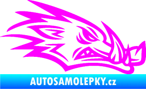 Samolepka Divoké prase 002 pravá kanec hlava Fluorescentní růžová