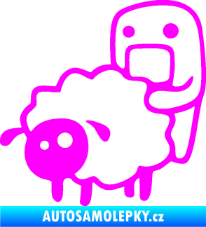 Samolepka Domo 005 levá love sheep Fluorescentní růžová
