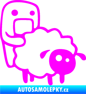 Samolepka Domo 005 pravá love sheep Fluorescentní růžová