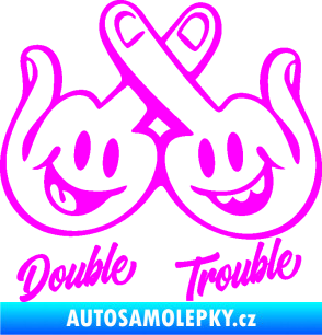 Samolepka Double trouble smajlíci f*ck Fluorescentní růžová