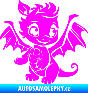Samolepka Dragon 054 pravá roztomilý dráček Fluorescentní růžová