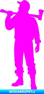 Samolepka Dřevorubec 001 levá Fluorescentní růžová