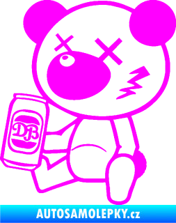 Samolepka Drunk bear 001 levá medvěd s plechovkou Fluorescentní růžová