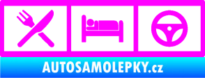 Samolepka Eat, sleep, drive 002 symboly jím, spím, řídím Fluorescentní růžová