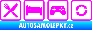 Samolepka Eat sleep game repeat hrát počítačové hry Fluorescentní růžová