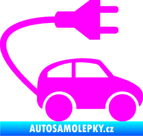 Samolepka Elektro auto 002 pravá symbol zásuvka Fluorescentní růžová