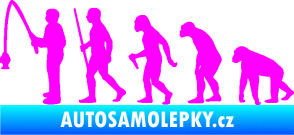 Samolepka Evoluce 005 rybář levá Fluorescentní růžová