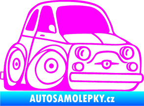 Samolepka Fiat 500 karikatura pravá Fluorescentní růžová