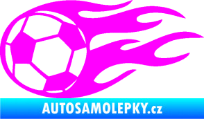 Samolepka Fotbalový míč 004 levá v plamenech Fluorescentní růžová