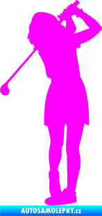 Samolepka Golfistka 014 levá Fluorescentní růžová