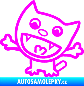 Samolepka Happy cat 001 levá Fluorescentní růžová