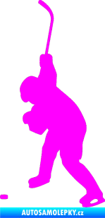Samolepka Hokejista 006 levá Fluorescentní růžová