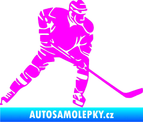 Samolepka Hokejista 026 pravá Fluorescentní růžová