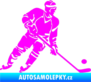 Samolepka Hokejista 027 pravá Fluorescentní růžová