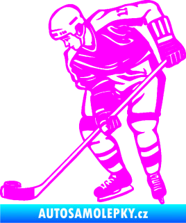 Samolepka Hokejista 029 levá Fluorescentní růžová