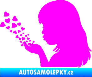 Samolepka Holčička se srdíčky levá Fluorescentní růžová