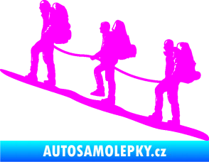 Samolepka Horolezci levá Fluorescentní růžová