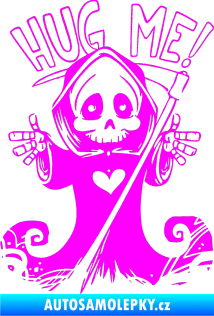 Samolepka Hug Me death smrtka Fluorescentní růžová