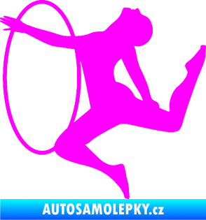 Samolepka Hula Hop 002 levá gymnastka s obručí Fluorescentní růžová