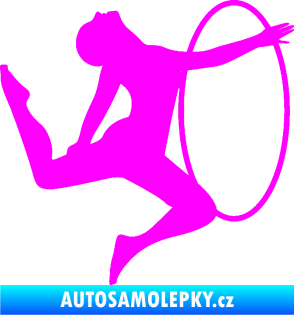 Samolepka Hula Hop 002 pravá gymnastka s obručí Fluorescentní růžová