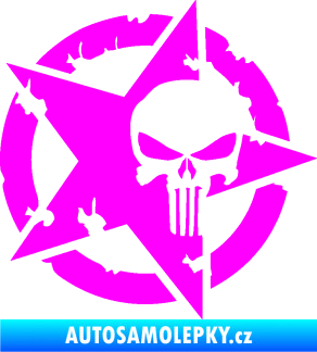 Samolepka Hvězda army 004 Punisher Fluorescentní růžová