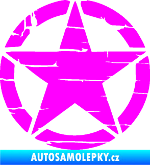 Samolepka Hvězda army 008 narušená Fluorescentní růžová