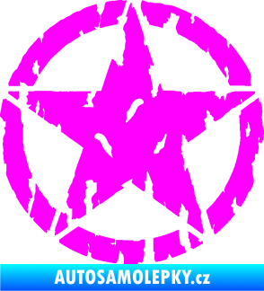 Samolepka Hvězda Army 010 potrhaná Fluorescentní růžová
