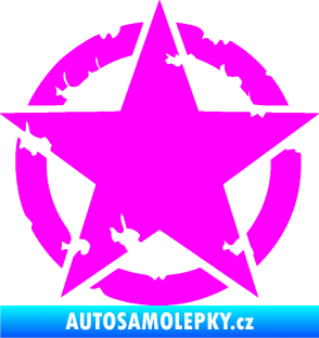 Samolepka Hvězda US Army 003 narušená Fluorescentní růžová