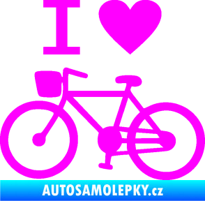 Samolepka I love cycling levá Fluorescentní růžová