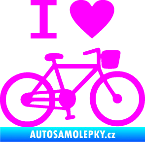 Samolepka I love cycling pravá Fluorescentní růžová