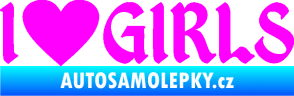 Samolepka I love girls nápis se srdcem Fluorescentní růžová