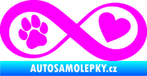 Samolepka Infinity 002 srdce a tlapka pravá Fluorescentní růžová