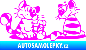 Samolepka Interiér 010 levá kočičky Fluorescentní růžová