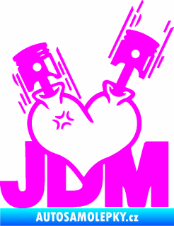 Samolepka JDM heart  Fluorescentní růžová