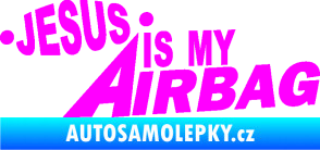 Samolepka Jesus is my airbag nápis Fluorescentní růžová